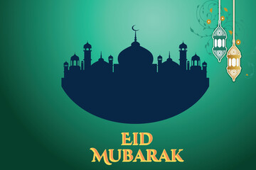 Eid Mubarak English Typography. Eid ul-Fitr, Eid ul-Adha. Religious holiday. Creative idea and Concept Design Eid Mubarak.