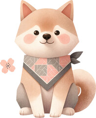 Shiba Inu dog Sitting Pose in cherry blossom festival 01
