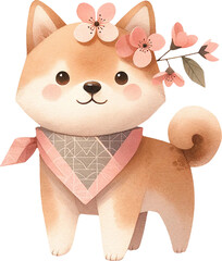Shiba Inu Dog Head Tilt with Blossoms in Cherry Blossom Festival 02