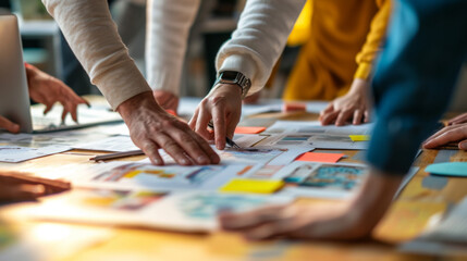 Obraz premium Group of people engaging in teamwork during a business meeting.