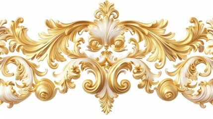Seamless golden ornamental segment on white