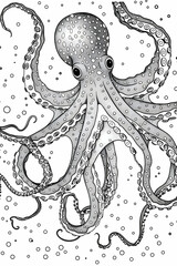 An octopus coloring pages,mandala,generative ai