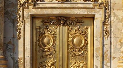 Versailles, France, Europe 042923 Palace of Versailles. Beautiful gilded baroque doors.
