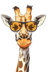 Giraffe with sunglasses cool summer vibe - wildlife fashion illustration