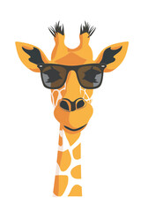 Stylish giraffe in sunglasses simple illustration - cool wildlife concept