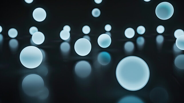 A series of perfectly aligned, glowing orbs floating in an empty space, high resolution DSLR