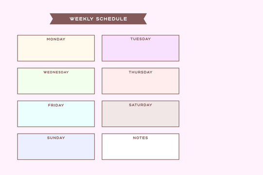 Sweet weekly schedule for streamers vector template
