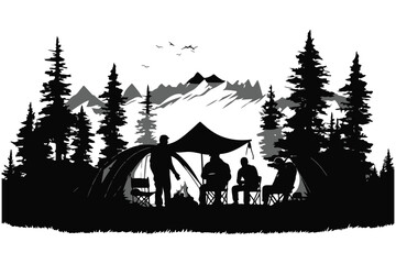 Camping silhouette Vectors  Illustrations