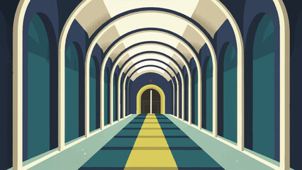 Flat Design Vector Illustration of a Hall: Modern, Stylish, and Minimalistic Graphic 