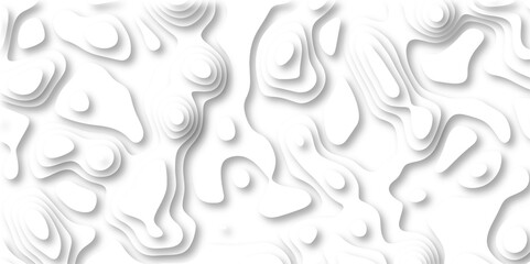 3D Papercut Stylized White topographic contour scheme and terrain. Topography grid map. Contour map background. Geographic line mountain relief. Abstract lines or wavy backdrop background.