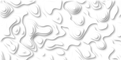 3D Papercut Stylized White topographic contour scheme and terrain. Topography grid map. Contour map background. Geographic line mountain relief. Abstract lines or wavy backdrop background.
