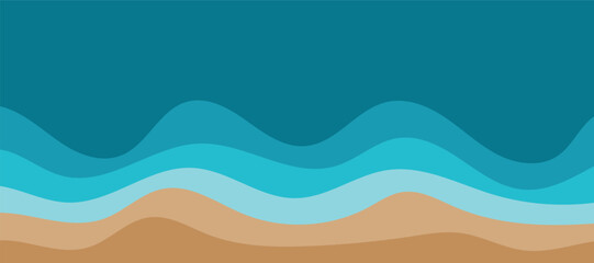 sea waves layer vector background illustration. sea beach vector illustration