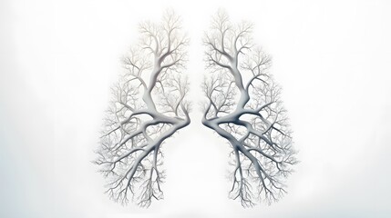 Artistic depiction of human lungs against a seamless white background, emphasizing texture