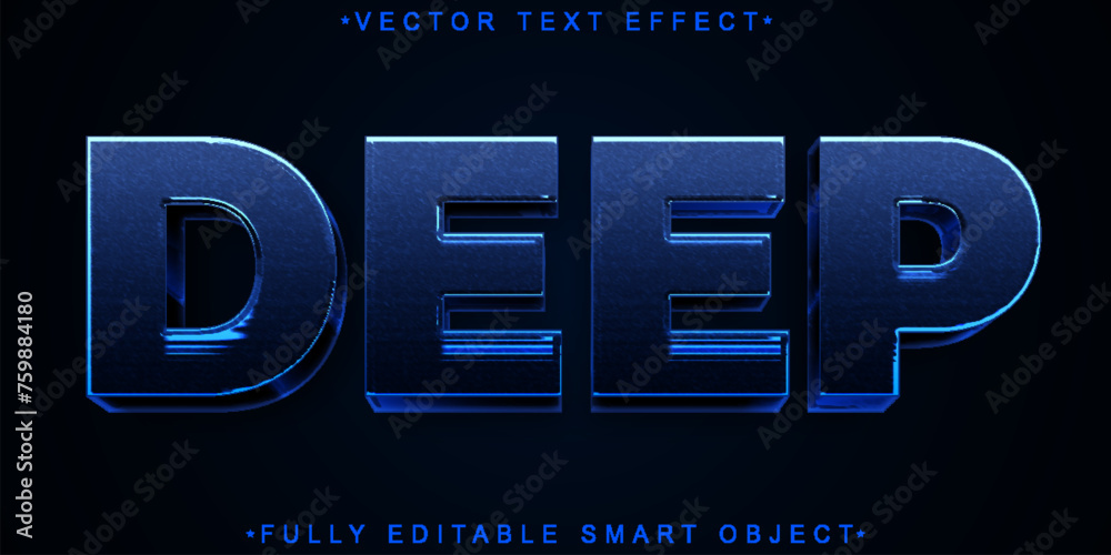 Poster dark blue deep vector fully editable smart object text effect