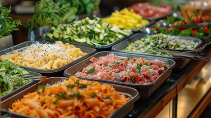 Assortment of Different Types of Pasta in Trays