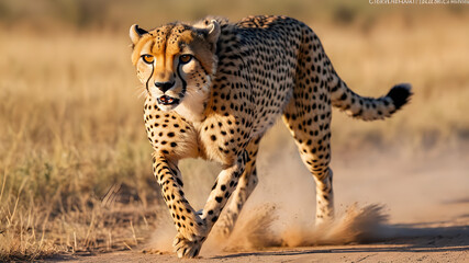 cheetah in serengeti national park - obrazy, fototapety, plakaty
