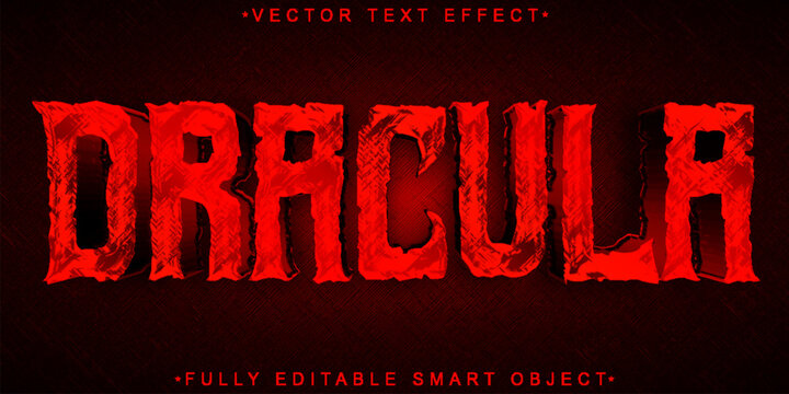 Red Horror Vampire Dracula Vector Fully Editable Smart Object Text Effect