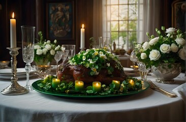 Naklejka premium Patrick's Day dining table set in an elegant interior