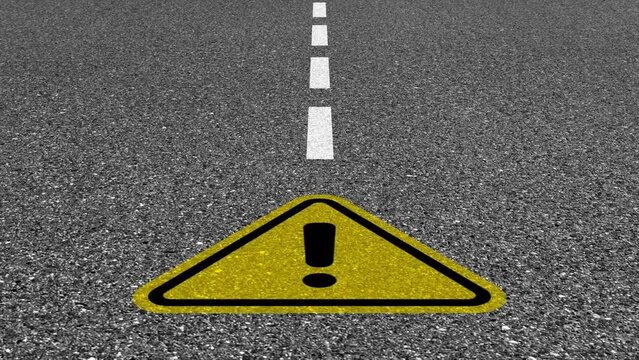  Warning Sign on the road, unknown destination concept
