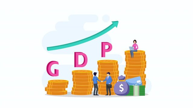 Gross domestic product or GDP statistic concept. 2d video animation 4k clip