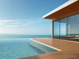 Terrasse d'une villa moderne avec vue sur l'océan