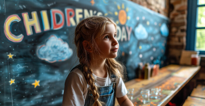 Girl Celebrating Children's Day at Her School