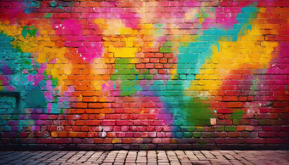Naklejka premium Old wall painted graffiti drawing aerosol paints. City graffiti backdrop, street art background