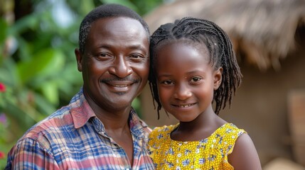 Man and Little Girl Posing for Picture