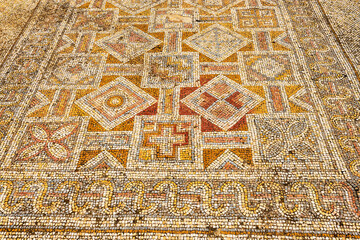 Large panoramic view of Mosaic floor of a Byzantine church. - 759896565