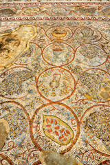 Large panoramic view of Mosaic floor of a Byzantine church.