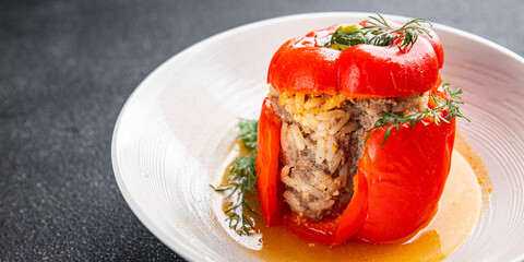 stuffed pepper meat and rice filling fresh food tasty healthy eating cooking appetizer meal food snack on the table copy space food
