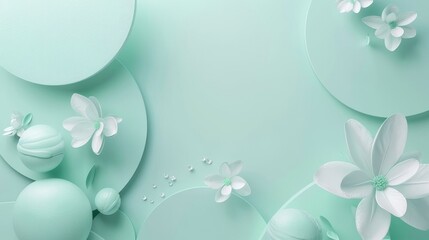 A 3D digital backdrop in a soft mint green, creating a fresh and clean atmosphere for health and beauty ads