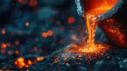 Fotobehang Pouring liquid metal industrial alchemy © Pungu x