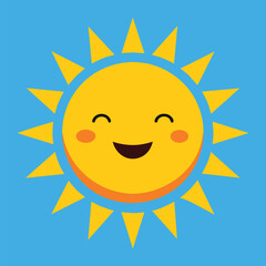 Cute cartoon smiling sun. funny sun vector on an isolated background