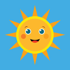 Cute cartoon smiling sun. funny sun vector on an isolated background