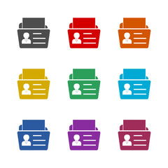  Personal portfolio icon isolated on white background. Set icons colorful