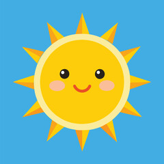 Cute cartoon smiling sun. funny sun vector on an isolated background