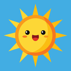 Cute cartoon smiling sun. funny sun vector on an isolated background
