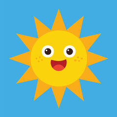 Cute cartoon smiling sun. funny sun vector on an isolated background