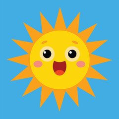 Cute cartoon smiling sun. funny sun vector on an isolated background