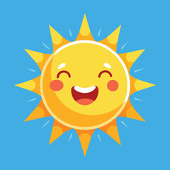 Cute cartoon smiling sun. funny sun vector on an isolated background