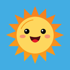 Cute cartoon smiling sun. funny sun vector on an isolated background