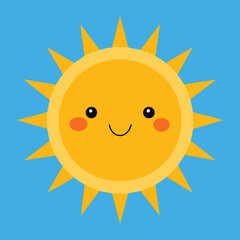 Fototapeta premium Cute cartoon smiling sun. funny sun vector on an isolated background
