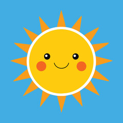Cute cartoon smiling sun. funny sun vector on an isolated background