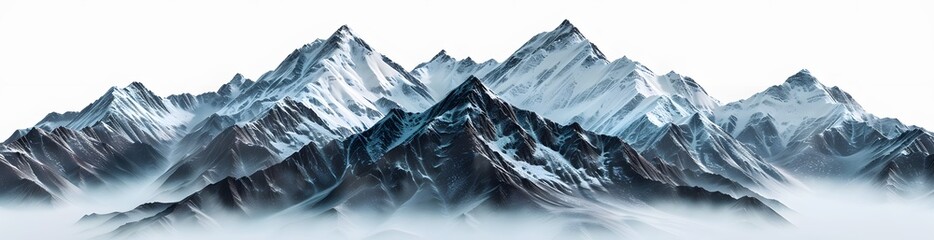 Majestic mountain peaks with snow-capped summits, cut out - obrazy, fototapety, plakaty