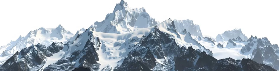 Crédence de cuisine en verre imprimé Alpes Majestic mountain peaks with snow-capped summits, cut out