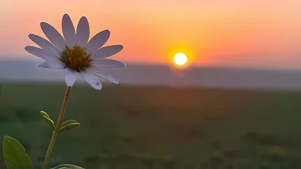 Deurstickers flower in sunset © Ehtasham