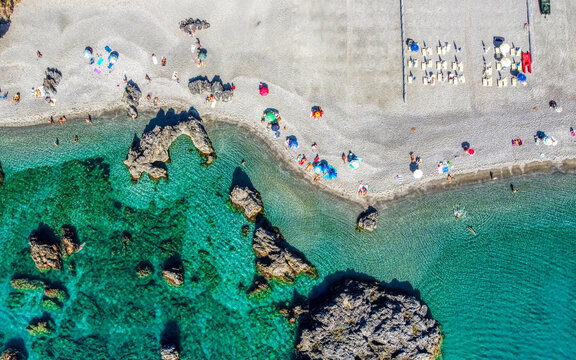 Aerial view of Scalea Beach, Calabria, Italy