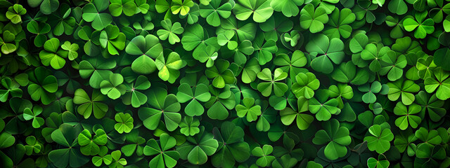 Patrick Day background with green leaves - obrazy, fototapety, plakaty