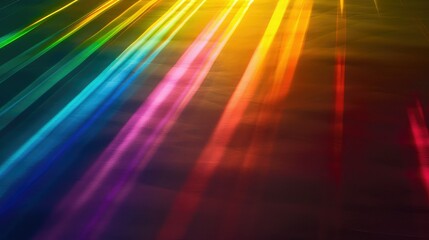 Column of rainbow colored rays, rising up, in black space.